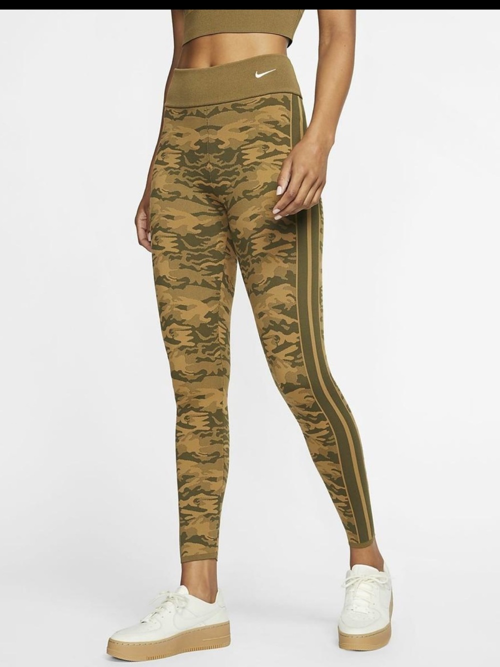 Nike Women’s Camo Leggings & Tank Set - Tan & Olive - Picture 2 of 4